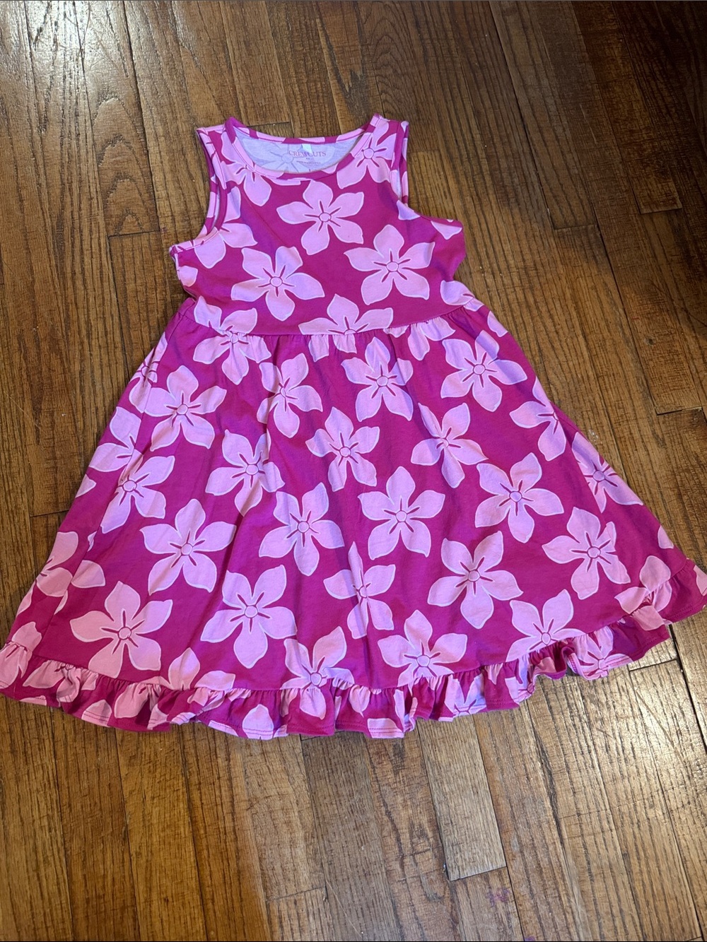 J. Crew Pink Floral Sleeveless Ruffle Hem Dress